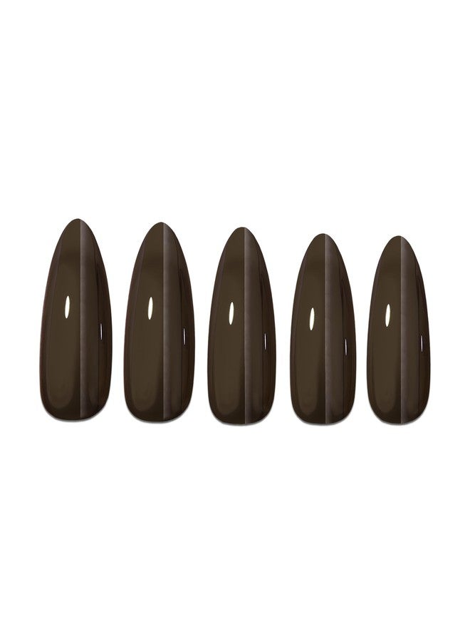 PaintLab Press-On Nails Manicure Kit, Chocolate Glaze, 30-Piece Set, Long-Lasting Fake Nails with Glue, File, Prep Pad & Cuticle Stick - Image 2